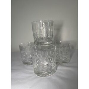 Edinburgh Crystal Rocks Glasses Set of 4 Etched Golf Scene Tumblers Scotland